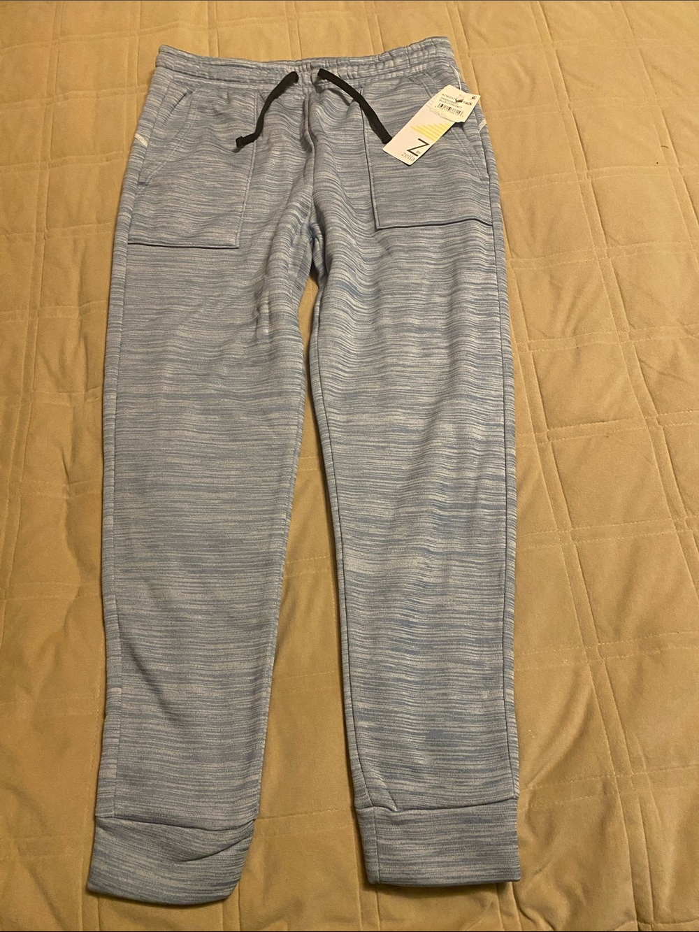 Zella Light Blue Heather Men's Jogger Pants with Black Drawstring